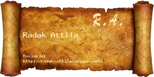 Radak Attila névjegykártya